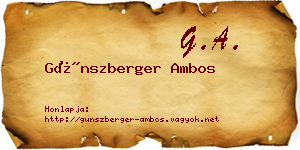 Günszberger Ambos névjegykártya